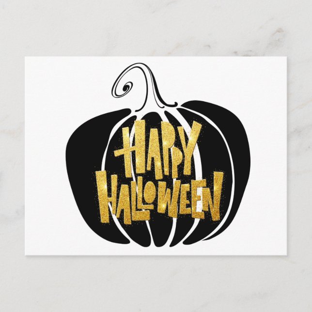 Carte Postale Joyeux minimaliste d'Halloween Citrouille (Devant)