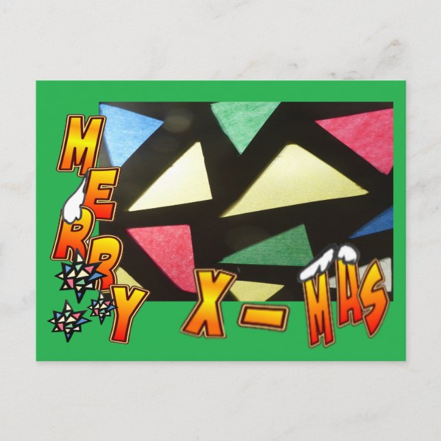 Carte postale Joyeux Motif en verre de Noël et éto (Devant)