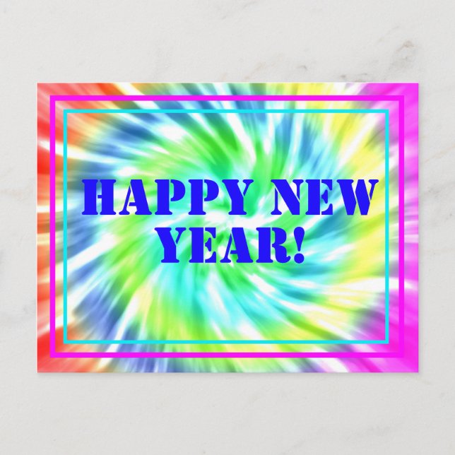 Carte postale Joyeux New Year Tie Dye (Devant)