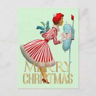 Carte Postale Joyeux Noël 1950 Noël Vintage Dame