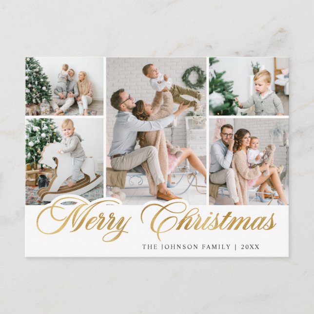 Carte Postale Joyeux Noël 5 PHOTO Salutation de vacances (Devant)