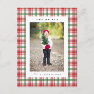 Carte Postale Joyeux Noël à carreaux AJOUTEZ VOTRE PHOTO DE FA
