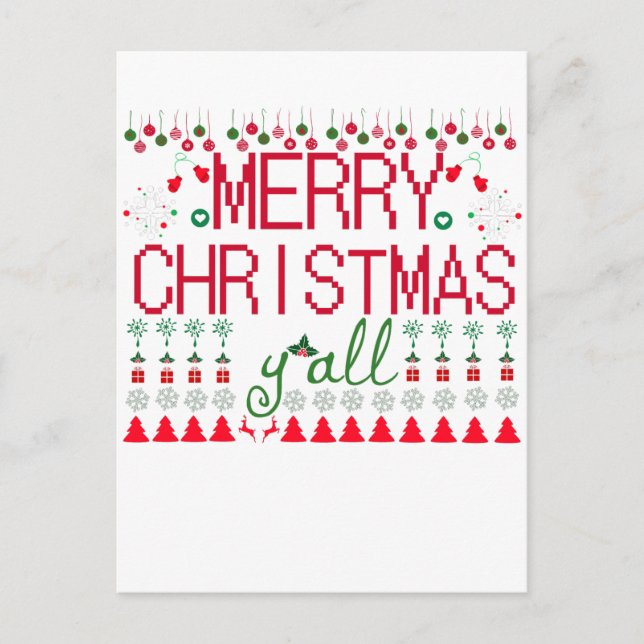 Carte Postale Joyeux Noël à tous, pull moche (Devant)