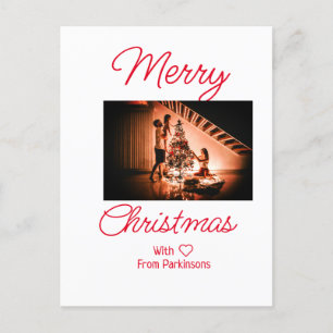 Carte Postale Joyeux Noël ajouter le nom de famille photo rouge