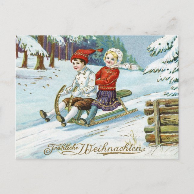 Carte Postale Joyeux Noël allemand vintage Frohe Weinachten (Devant)