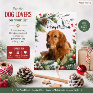 Carte Postale Joyeux Noël Amoureux de Chien Retriever Doré