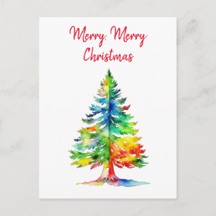 Carte Postale Joyeux Noël Aquarelle Arbre de Noël