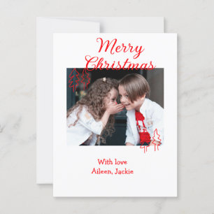 Carte Postale Joyeux Noël arbre de Noël rétro photo enfants na