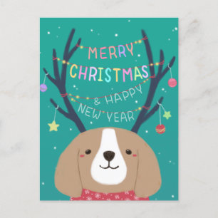 Carte Postale Joyeux Noël : Art d'Illustration Beagle