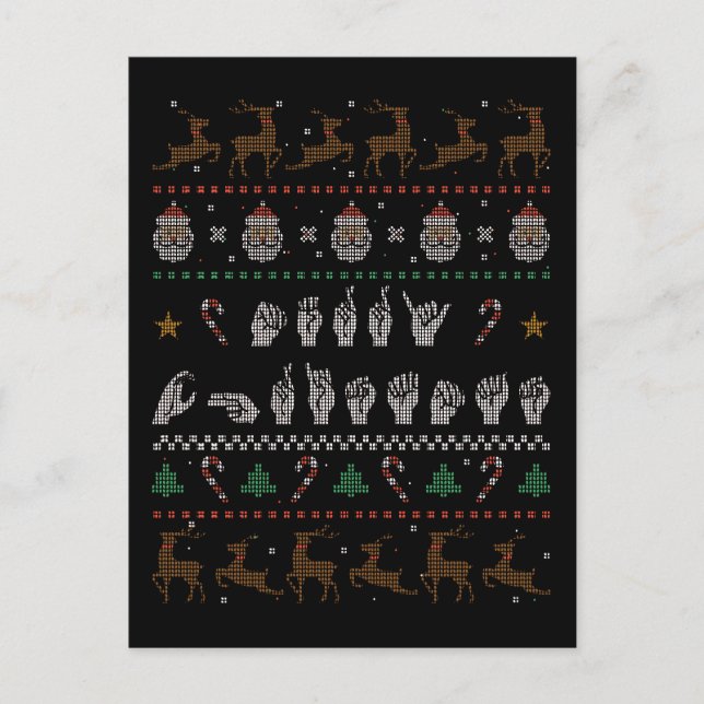 Carte Postale Joyeux Noël - ASL American Sign Language II (Devant)