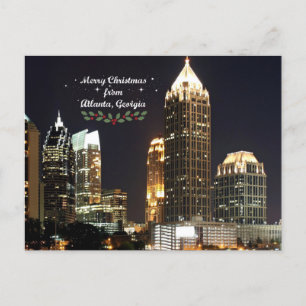 Carte Postale "Joyeux Noël", Atlanta, Georgia Skyline