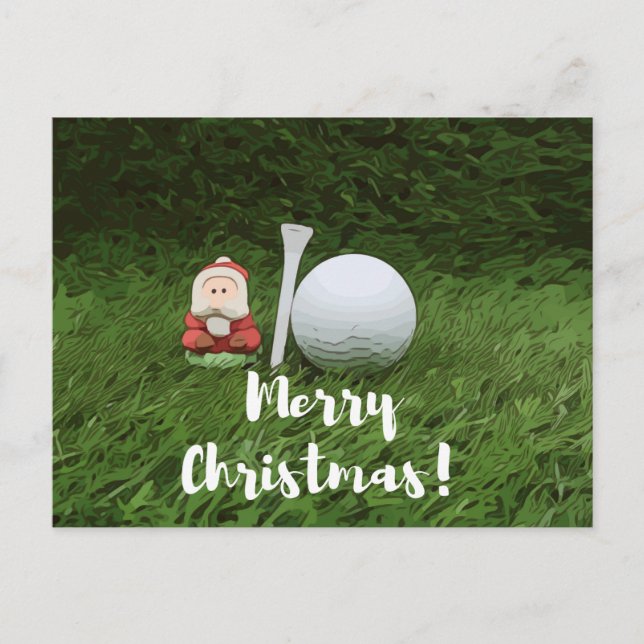 Carte Postale Joyeux Noël au golfeur avec balle de golf et Père  (Devant)