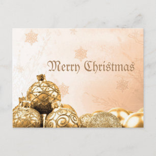 Carte Postale Joyeux Noël avec ornements or