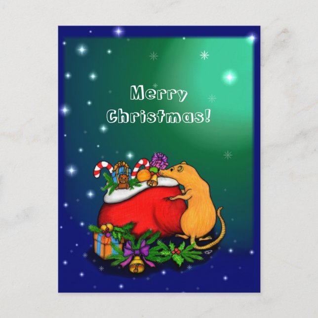 Carte Postale Joyeux Noël avec Rat Prince (Devant)