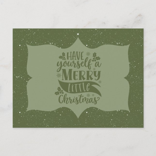 Carte Postale Joyeux Noël avec un petit script de Noël vert (Devant)