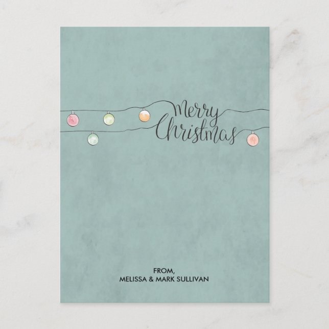 Carte Postale Joyeux Noël avec une chaîne d'ornements (Devant)