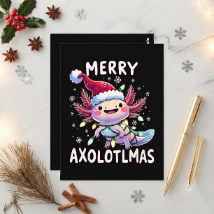 Carte Postale Joyeux Noël Axolotl Lumières Axolotlmas Arbre