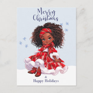 Carte Postale Joyeux Noël Black Girl Magic Melanin Xmas Fun