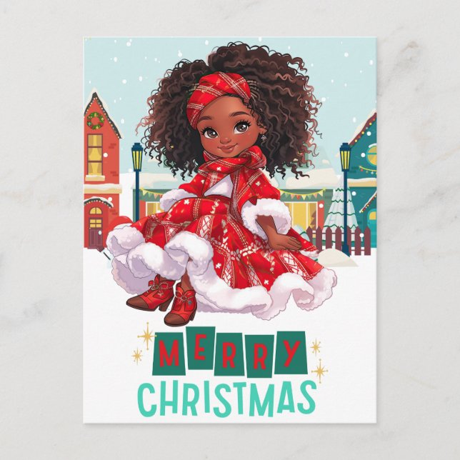 Carte Postale Joyeux Noël Black Girl Magic Melanin Xmas Fun (Devant)
