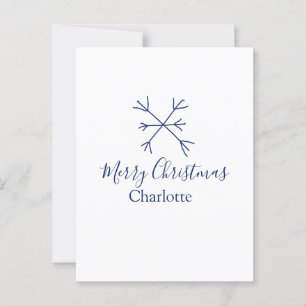 Carte Postale Joyeux Noël bleu flocons ajouter nom fêtes