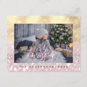Carte Postale Joyeux Noël Blush FauxGold Spark Parties scintilla