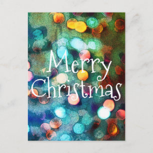 Carte postale Joyeux Noël Bokeh Bleu étincelant lu