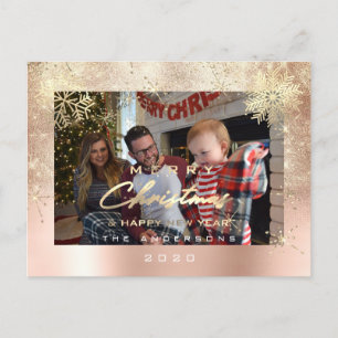 Carte Postale Joyeux Noël Bonne Année Parties scintillant de nei