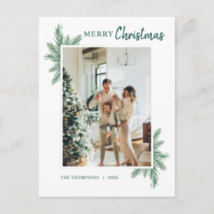 Carte Postale Joyeux Noël botanique minimaliste de pin photo