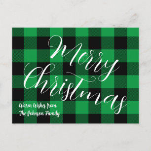 Carte Postale Joyeux Noël Buffle vert Plaid