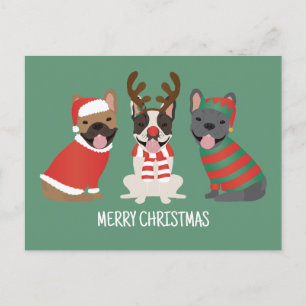 Carte Postale Joyeux Noël Bulldogs Français