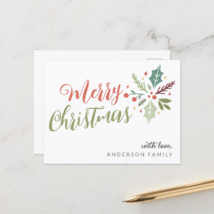 Carte Postale Joyeux Noël calligraphie
