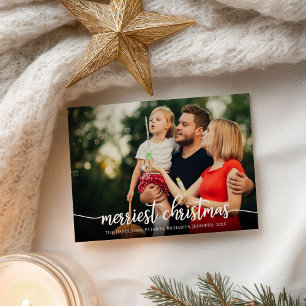 Carte Postale Joyeux Noël calligraphie blanche photo plein forma