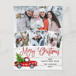 Carte Postale Joyeux Noël Camion de ferme rouge 4 Photo