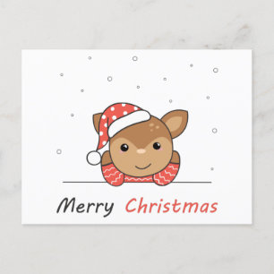 Carte Postale Joyeux Noël Cerf Neige Salutation