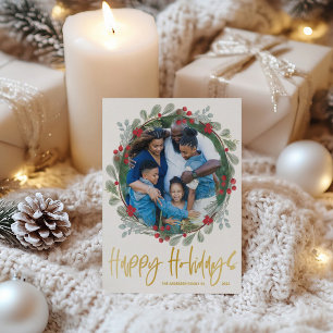 Carte Postale Joyeux Noël Chic Or Faux Photo de Noël