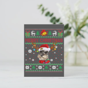 Carte Postale Joyeux Noël Chien moche Schnauzer Santa Hat
