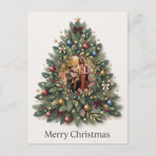 Carte Postale "Joyeux Noël" conception de photo d'arbre de Noël