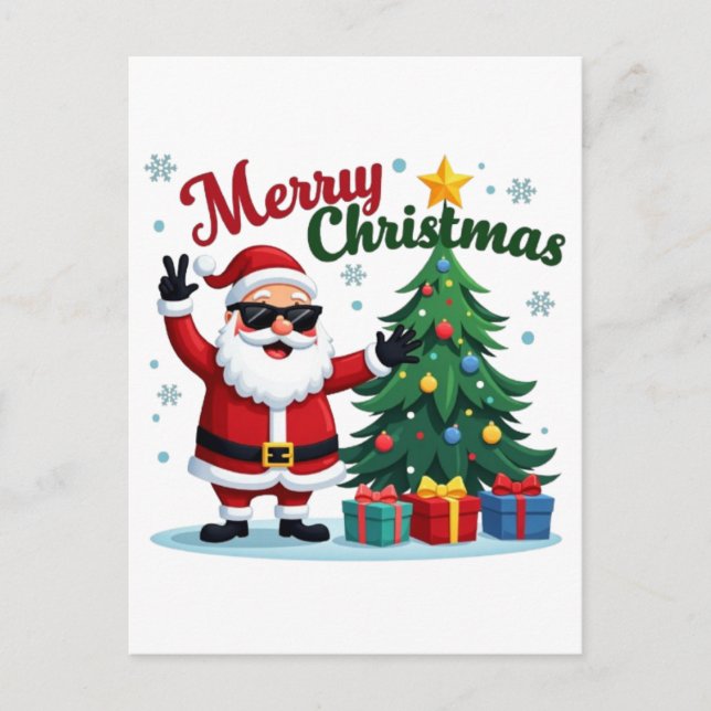 Carte Postale Joyeux Noël | Conception père Noël & Arborescence (Devant)
