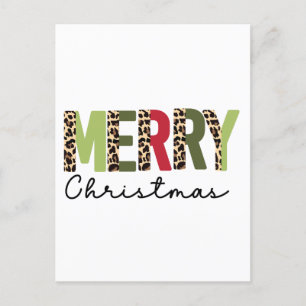 Carte Postale "Joyeux Noël" Couleur moderne bloquée Leopard