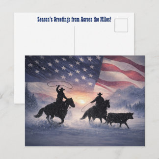 Carte Postale Joyeux Noël Country Western Cowboy Saison