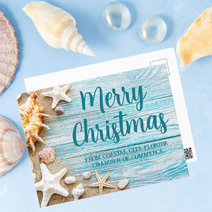Carte Postale Joyeux Noël Cute Beach Entreprise Coquillage perso