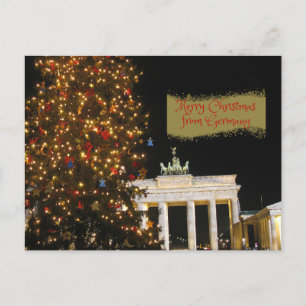 Carte Postale Joyeux Noël d'Allemagne Porte de Brandebourg