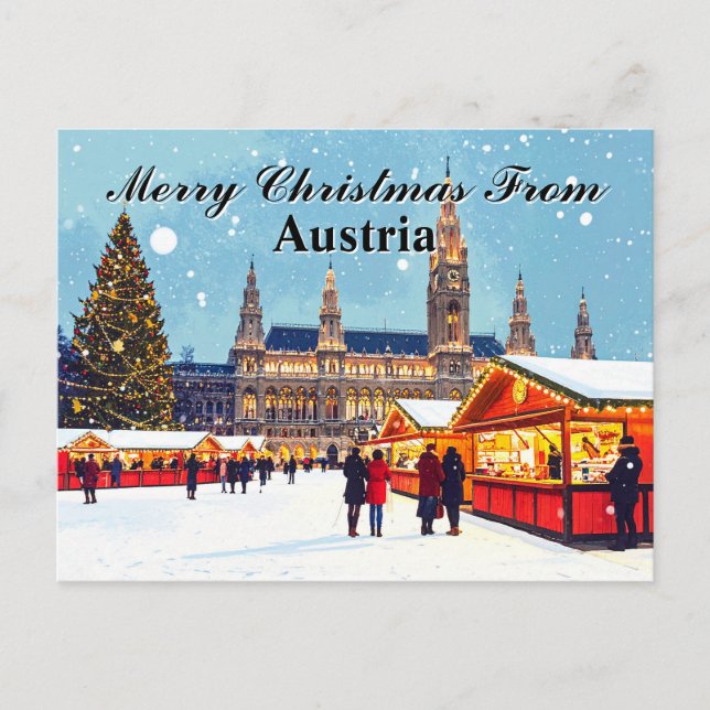 Carte Postale Joyeux Noël d'Autriche Vacances Marché (Devant)