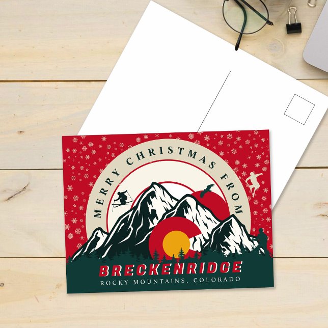 Carte Postale Joyeux Noël De Breckenridge Colorado Skiing (Créateur téléchargé)