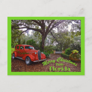 Carte Postale Joyeux Noël de Floride Classic Car Bok Tower