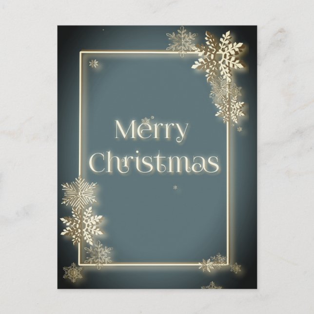 Carte Postale Joyeux Noël de luxe avec cristaux de neige (Devant)
