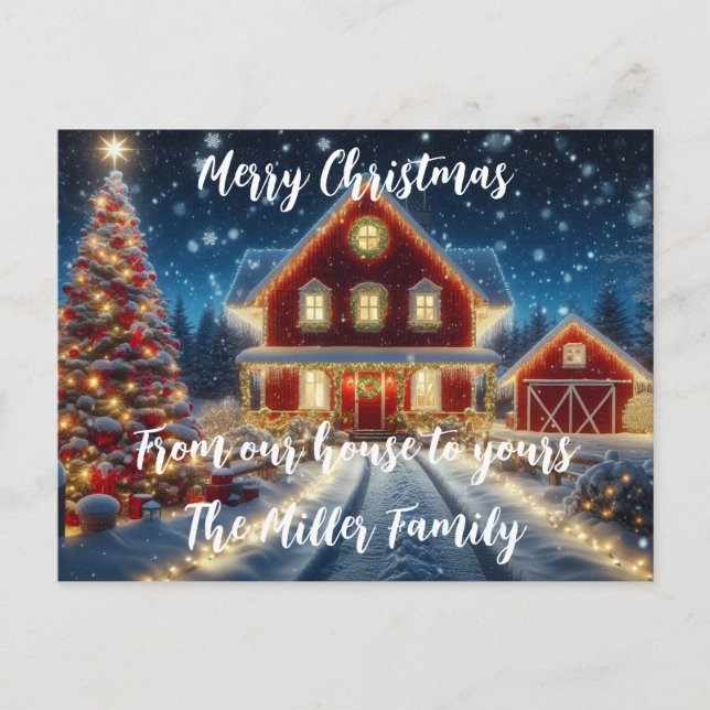 Carte Postale Joyeux Noël de notre maison à la vôtre (Devant)