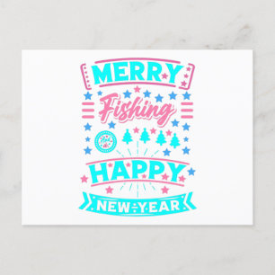 Carte Postale Joyeux Noël de pêche, Bonne année