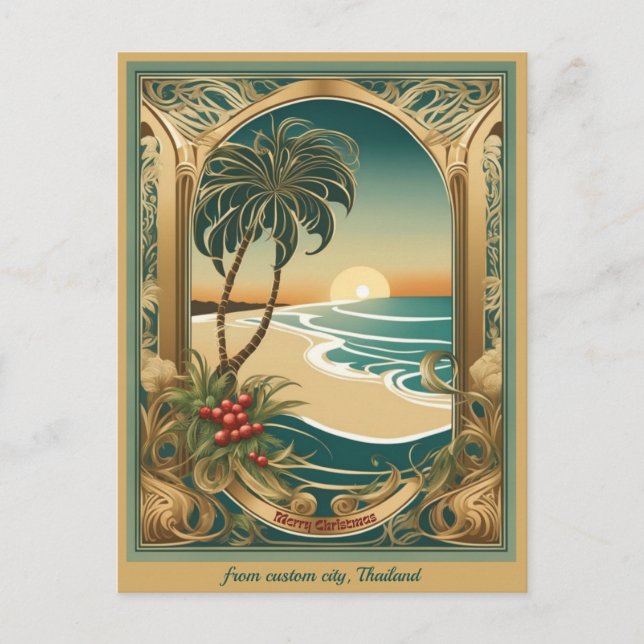 Carte Postale Joyeux Noël de plage tropicale Thaïlande salutatio (Devant)