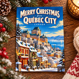 Carte Postale Joyeux Noël de Québec City Canada Vintage